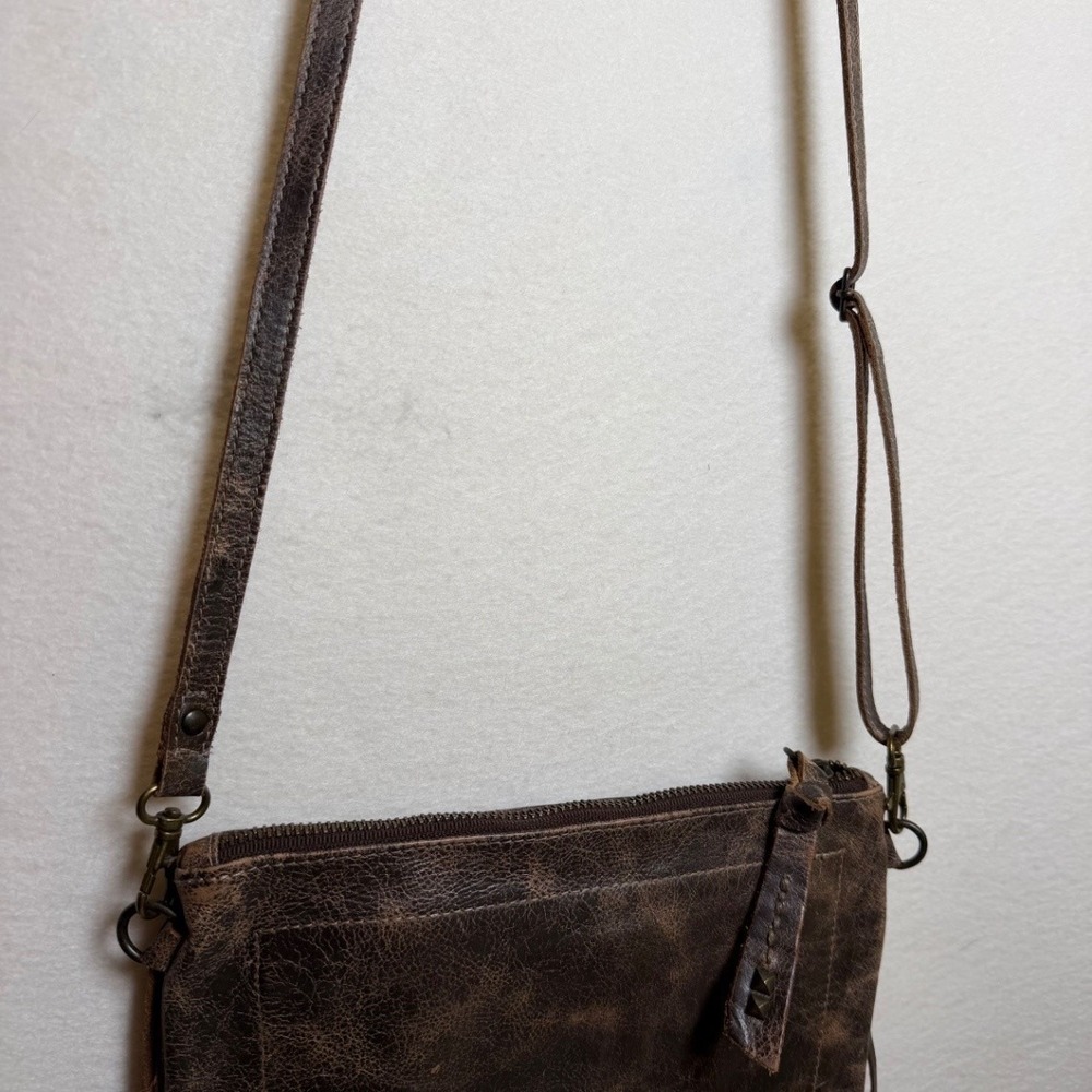 BED|STU Silverrock Crossbody Bag Distressed Brown Genuine Leather Fringe EUC - Picture 8 of 13